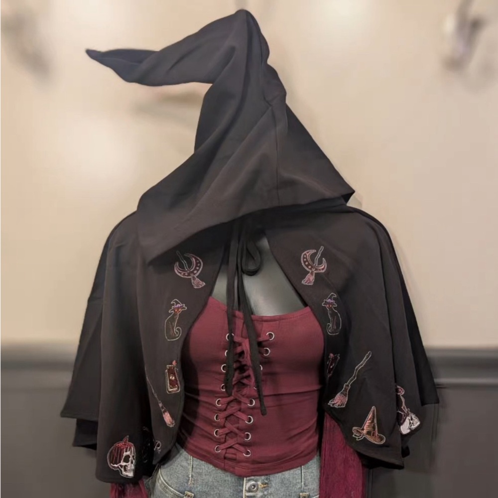 Cosmic Aura Witchy Embroidery Capelet Magical Whimsical Pixie Renaissance XL/2XL